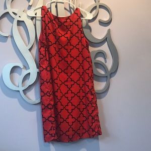 Red and black shift quarterfoil dress